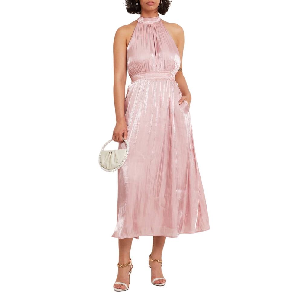 o.p.t Women's Dress Size Large Pink Caralyn Halter Backless‎ Midi